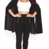 Conjunto De Pantalón Con Gabardina Negra Marca Fashion Nova