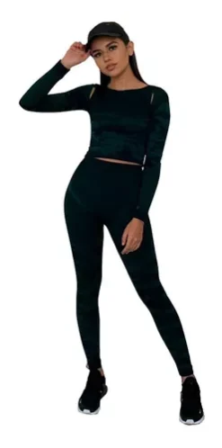 Conjunto Deportivo De Compresión Para Dama Con Crop Top