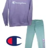 Pants Para Niña, Conjunto Marca Champion, Lila/aqua