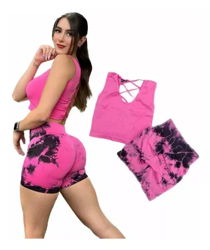 Conjunto Deportivo Short Push Up Y Top Color Rosa 3 Conjunto Deportivo Short Push Up Y Top Color Rosa – Image 3