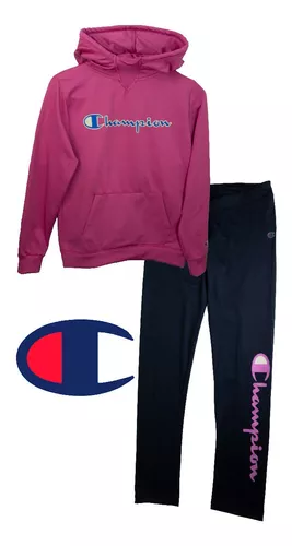 Pants Para Niña, Conjunto Marca Champion, Fucsia/negro 1 Pants Para Niña, Conjunto Marca Champion, Fucsia/negro