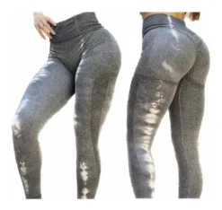 Scrunch Legging Deportivo Gris Claro Con Blanco