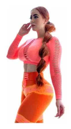 Conjunto Deportivo Push Up Con Mangas Perforadas Color Neón -Promos Tops Deportivos Magasin D NQ NP 915760 MLM69980546047 062023 O