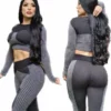 Conjunto Deportivo Push Up Color Negro Con Gris Manga Larga