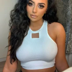 Tops Ladies Sin Mangas Mujeres Grande Blanco Informal