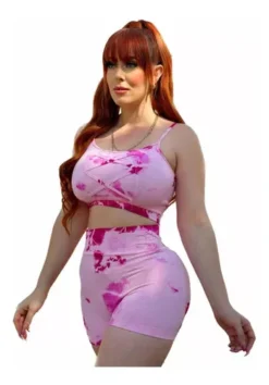 Conjunto Deportivo Short Tie Dye En Tonalidades Rosas -Promos Tops Deportivos Magasin D NQ NP 961329 MLM69983833197 062023 O