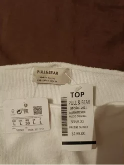 PULL & BEAR Top Marca Pull&bear Original Blanco Nuevo Liquidación -Promos Tops Deportivos Magasin D NQ NP 972556 MLM49360193433 032022 O