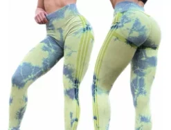 Scrunch Leggins Deportivo Color Amarillo Con Gris
