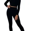 Conjunto Deportivo De Compresión Para Dama Crop Top Negro