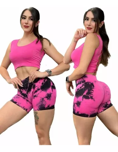 Conjunto Deportivo Short Push Up Y Top Color Rosa 2 Conjunto Deportivo Short Push Up Y Top Color Rosa – Image 2